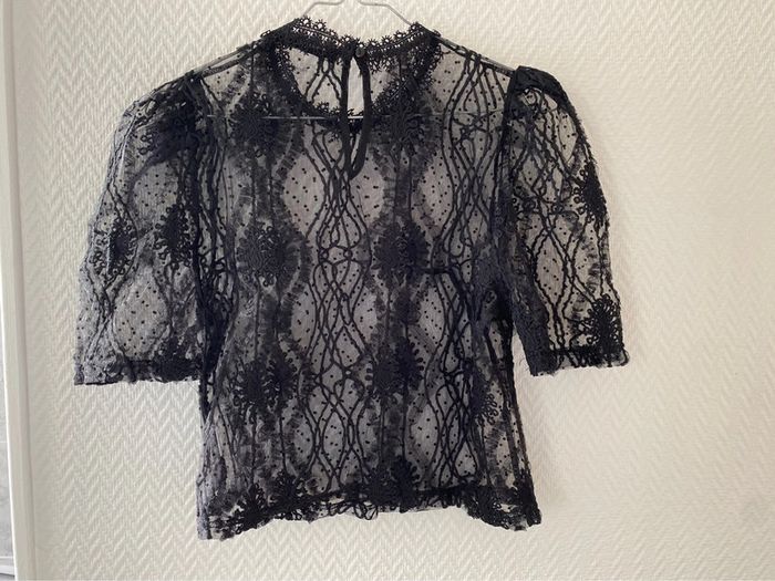 T-shirt en dentelle transparent noir S - photo numéro 2