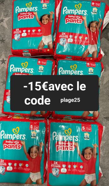Six pack de couches Pampers taille  5 culotte