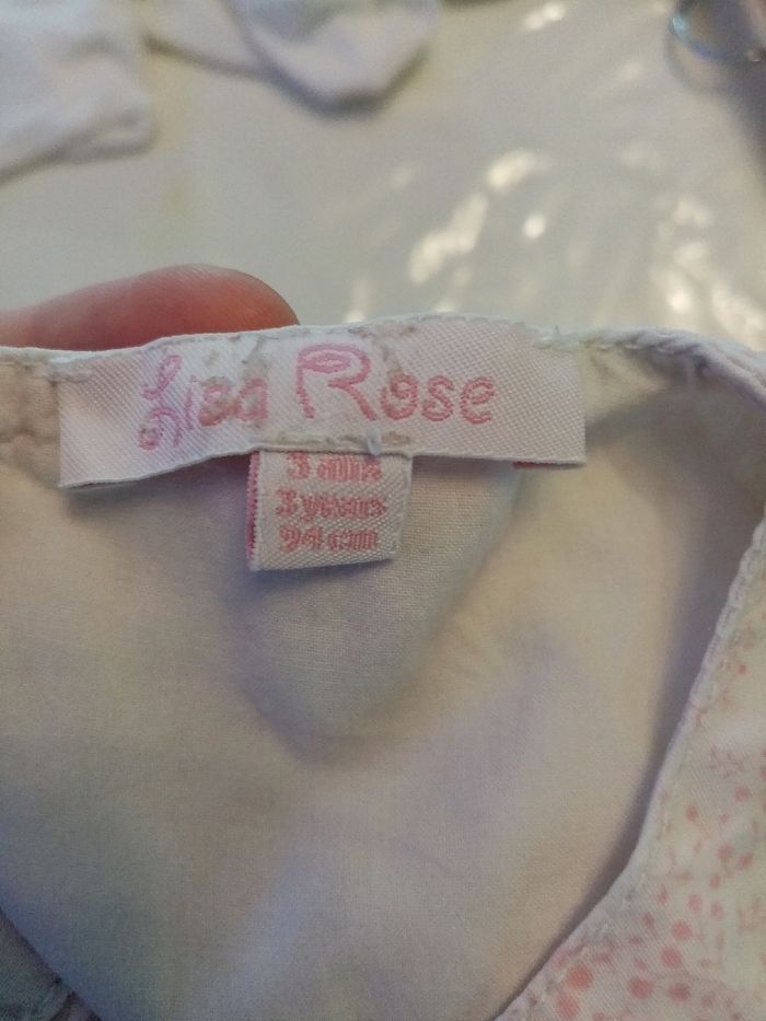 Robe ~Lisa rose ~3 ans ~blanche et rose - photo numéro 5