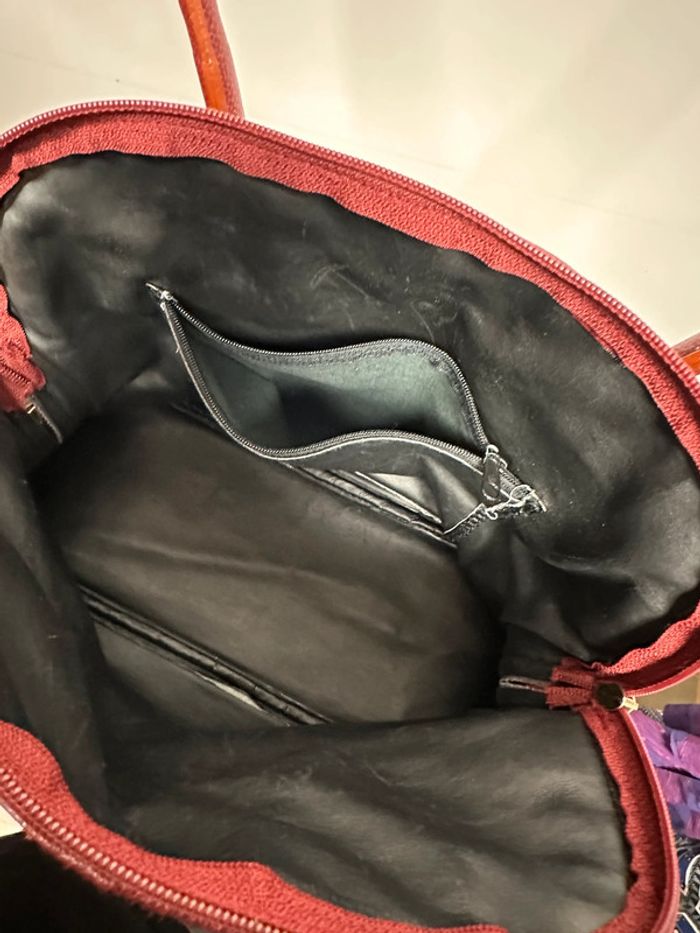 Sac à main en cuir bordeaux/rouge - photo numéro 2
