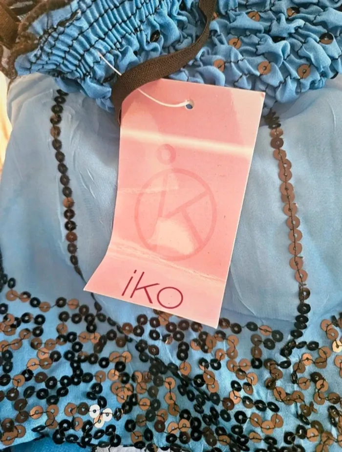Jolie robe bleu sequins noir Iko Taille U (40/42) Neuve - photo numéro 5