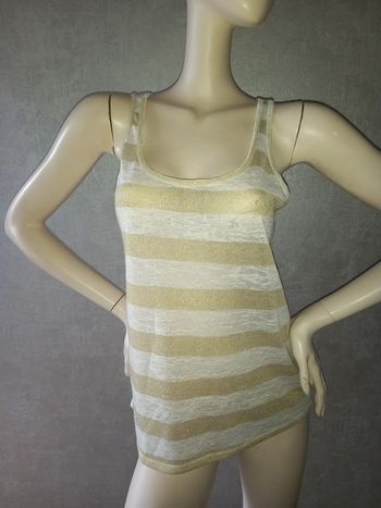 débardeur doré et blanc en mille fine mim taille 42