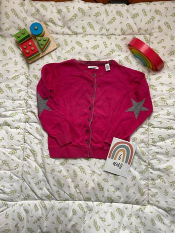 gilet léger rose 6 ans okaidi motifs étoiles sur les coudes