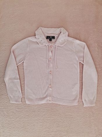 Gilet Floriane 3 ans avec col et strass rose clair