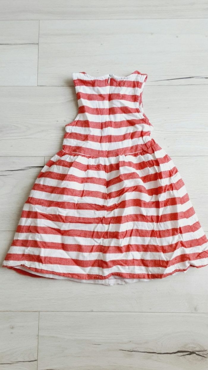 Vêtement fille robe rayée blanhe et rouge Orchestra 4 ans - photo numéro 3