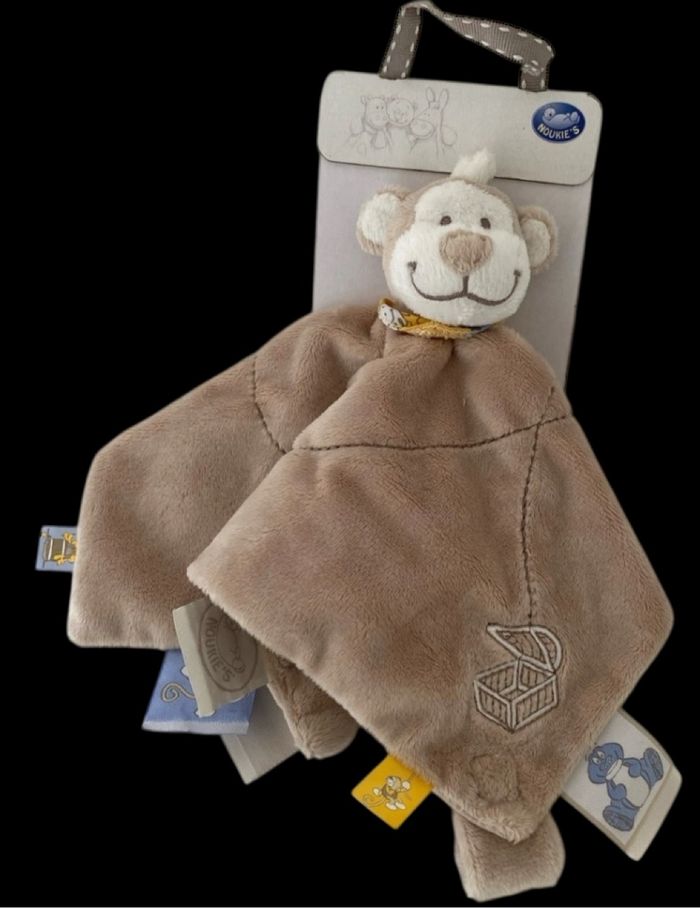 ❤️B4761 Doudou Plat Mouchoir NOUKIE'S Noukies Plat Singe Beige