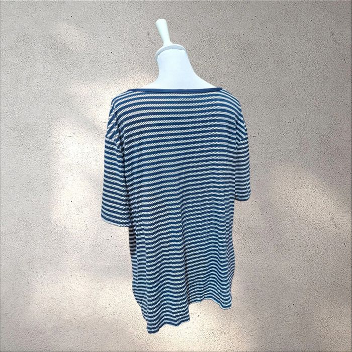 Blouse fluide manches courtes 2 en 1 marinière taille 46-48 - photo numéro 5
