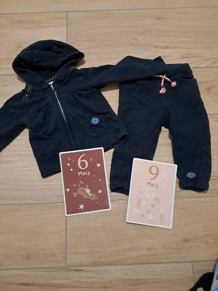 Ensemble veste et pantalon 3 pommes 6/9 mois - photo numéro 2