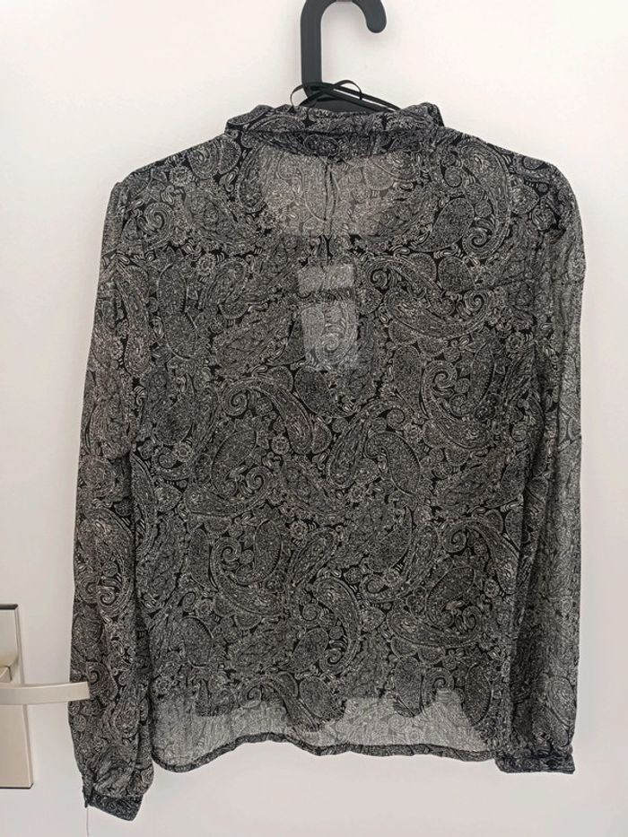 Chemisier blouse légère à volants noir et blanc Taille M Lefties Neuf avec étiquette - photo numéro 3