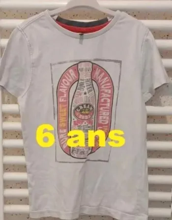 Tee  shirt  manche  courte blanc motif multicolore  Orchestra  Taille  6 ans