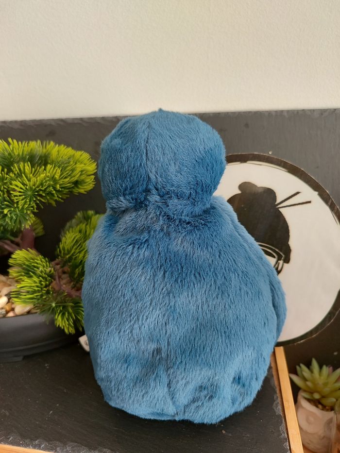 peluche doudou manchot pingouin bleu blanc crème coeur rouge Bille Câlin PE0232 - photo numéro 2