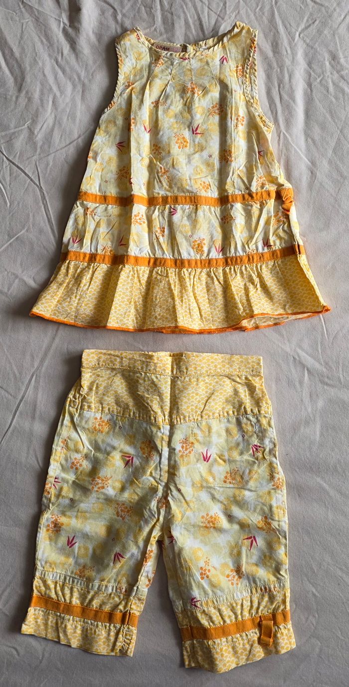 DPAM Ensemble Robe et Corsaire Coton Jaune 12 mois - photo numéro 2