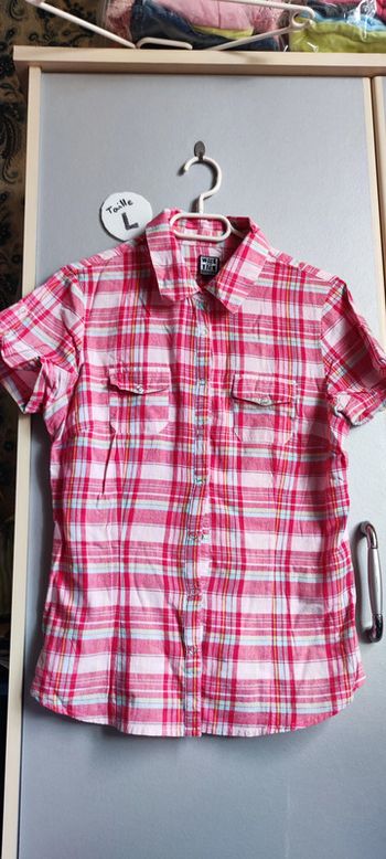 Belle chemise rouge à manches courtes L femme