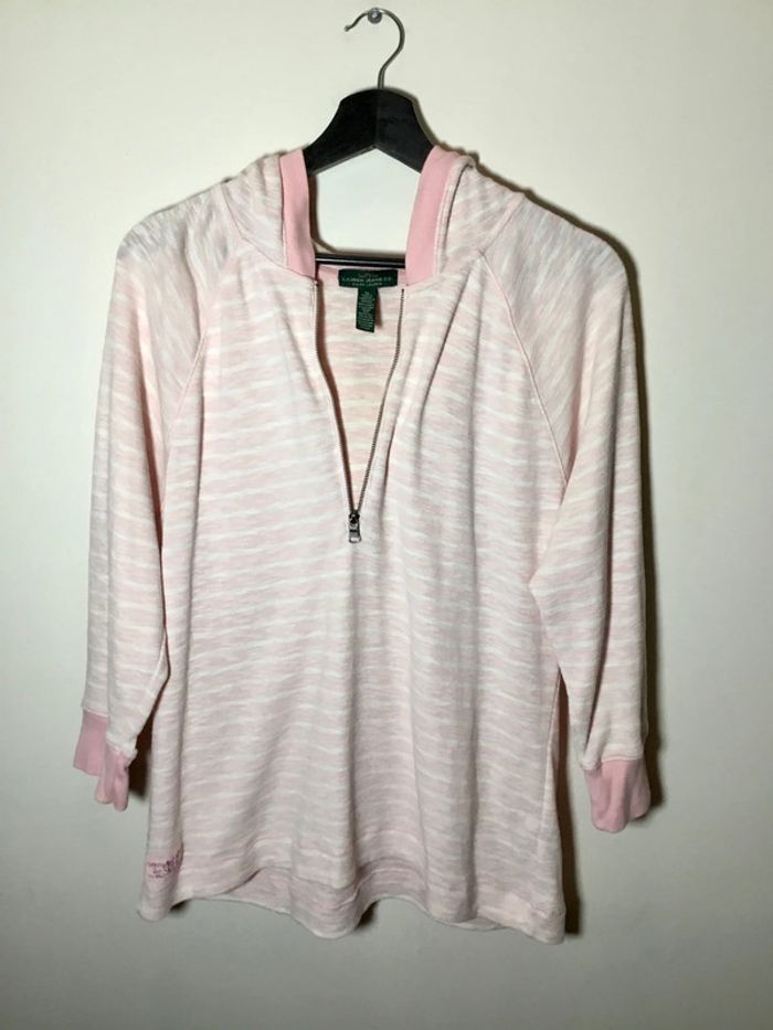 Sweat 1/4 zip à capuche manches 3/4 pour femme Lauren jeans co Ralph Lauren rose taille XL 090 - photo numéro 2