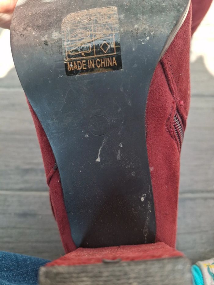 Chaussures à talon bordeau suédine - photo numéro 5
