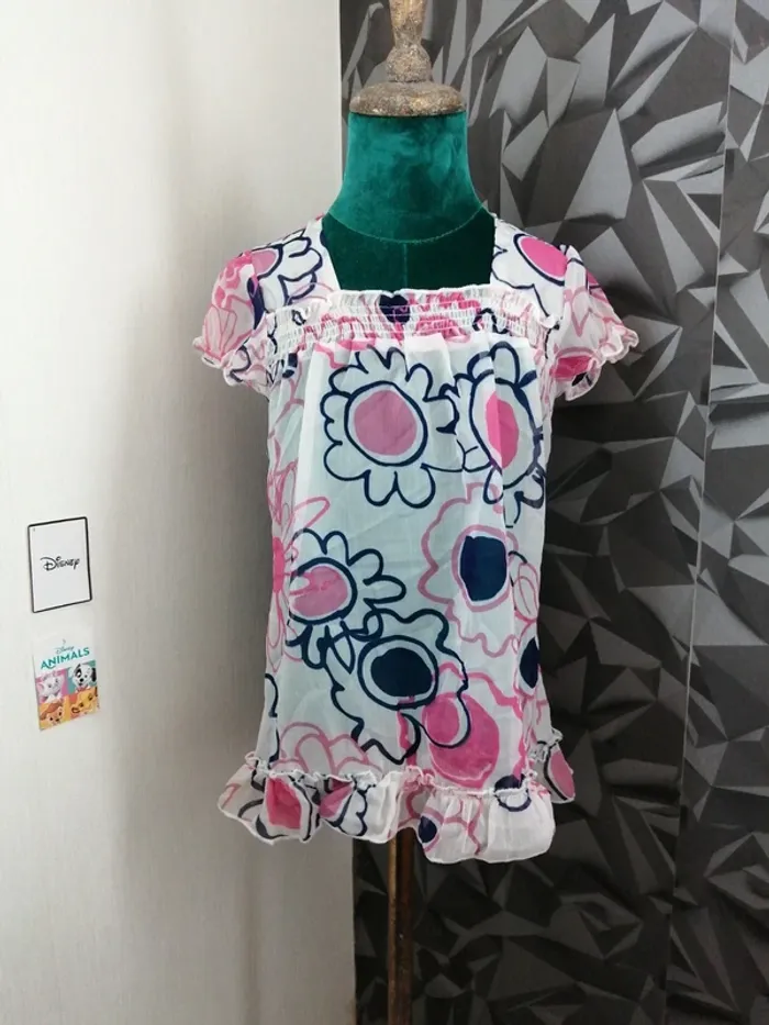 Blouse manches courtes transparente motifs fleurs / miss gang / (8ans) - photo numéro 2