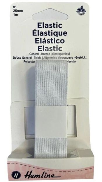 Élastique tissé souple élastique 25 mm x 1m blanc