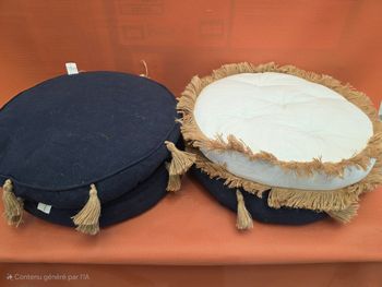 Lot de 4 coussins de sol à franges – Diamètre 40 cm