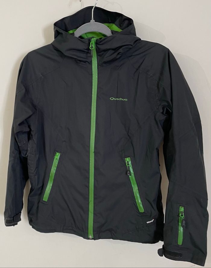 Veste Coupe-vent Noir Vert Pomme garçon Taille 12 ans Quechua - photo numéro 4