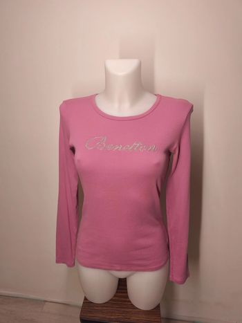 T-shirt manche longue Benetton Femme Taille M Rose