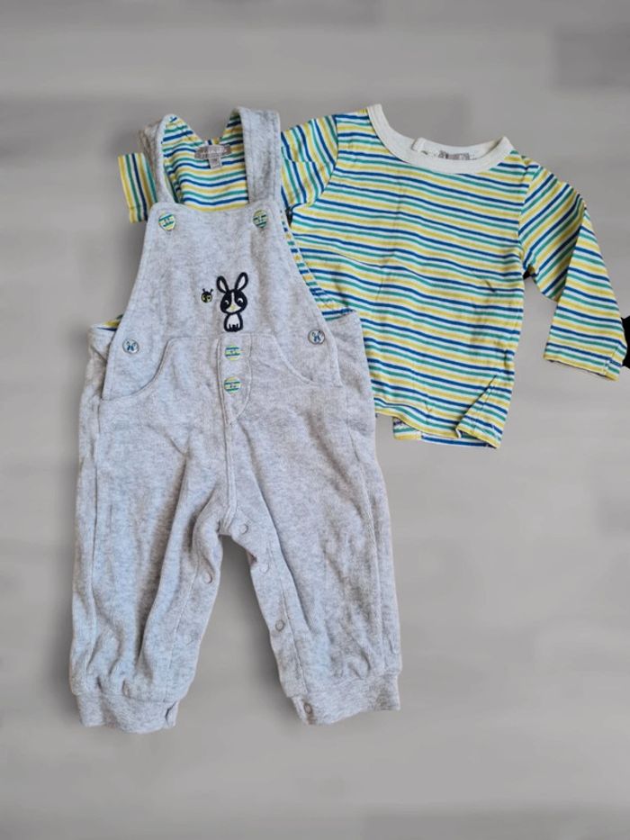 Ensemble garçon salopette velours t-shirt manches longues