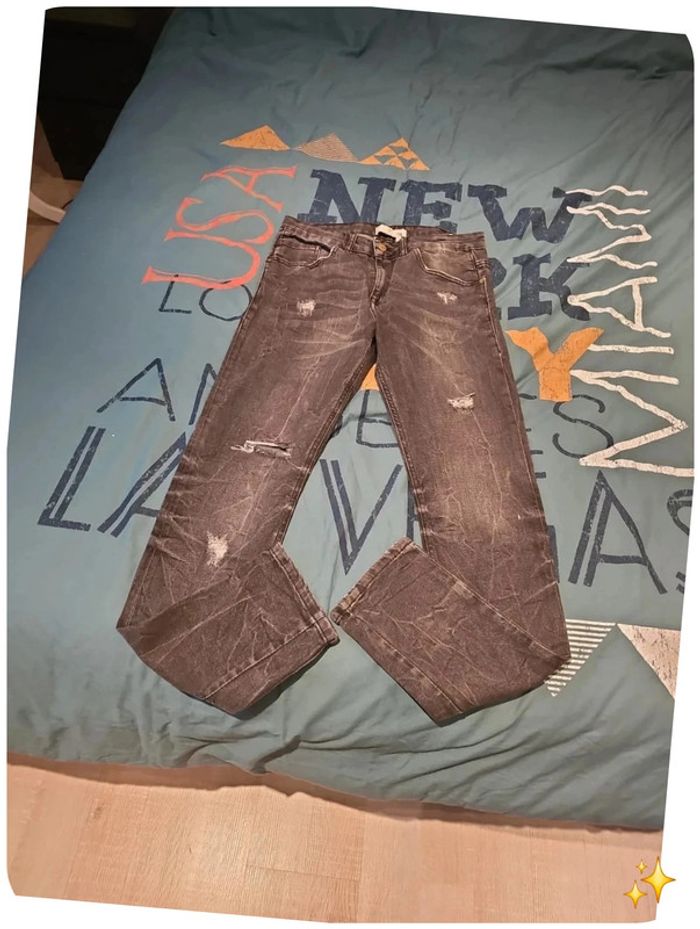 Jean skinny fit troué gris zara 40 homme