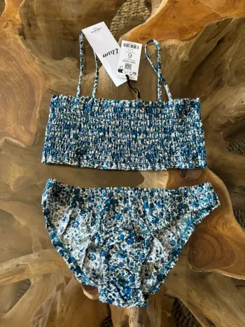 Maillot de bain 2 pièces Etam fille 6 ans bleu fleur