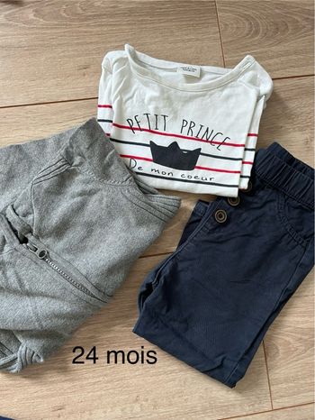 Ensemble pantalon/gilet et t-shirt 24 mois 
