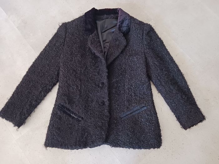 veste noire doublée col velours Taille 38 Faite par une couturière Neuve - photo numéro 2