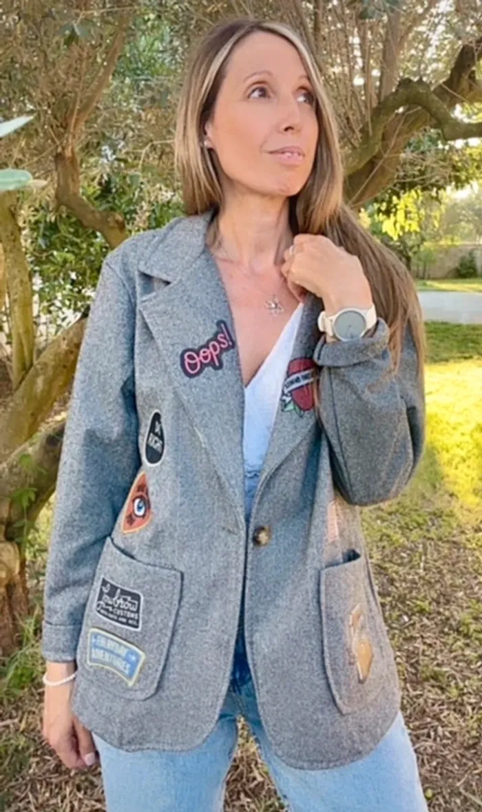 Veste blazer grise tendance , oversize.Taille unique - photo numéro 5