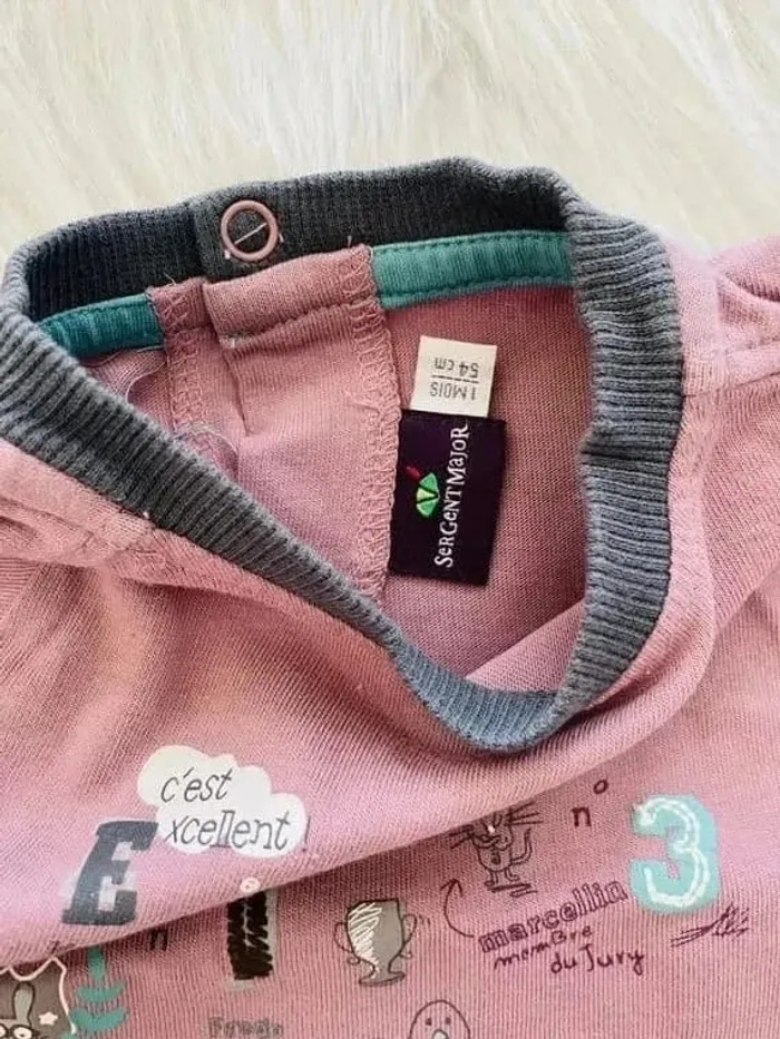🎀Beau Tee shirt garcon naissance sergent major violet 1 mois neuf - photo numéro 2