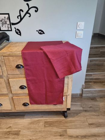 Linge de table 2 chemins de table bordeaux 45x150 cm