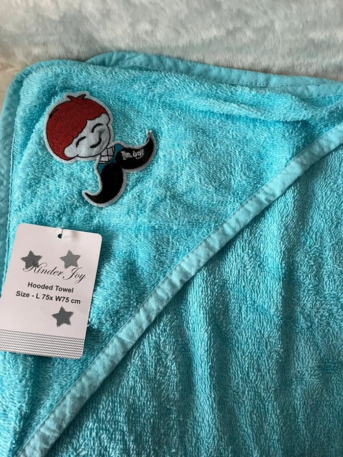 Cape de bain, Serviette à capuche pour bébé turquoise - photo numéro 2