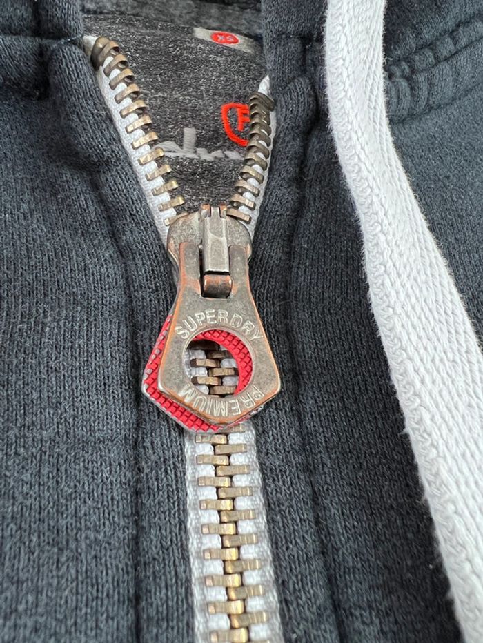 Veste à capuche Superdry avec logo Brodé Orange Label Noire Taille XS - photo numéro 11