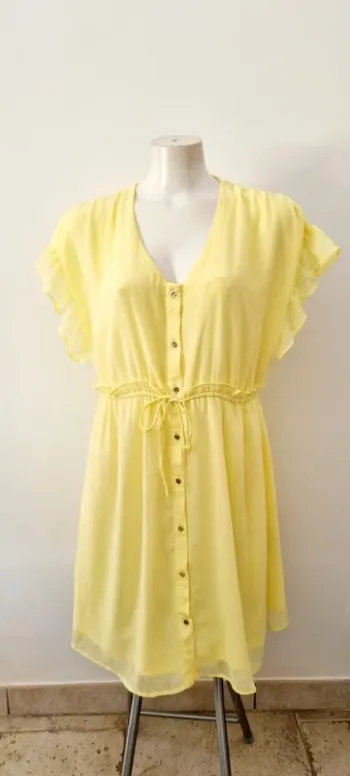 Robe courte jaune citron naf naf 38 neuve avec étiquette