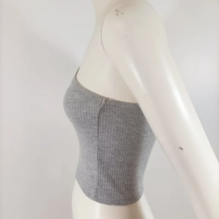 Top asymétrique gris côtelé une épaule Topshop – taille 38 (M) A909 - photo numéro 4