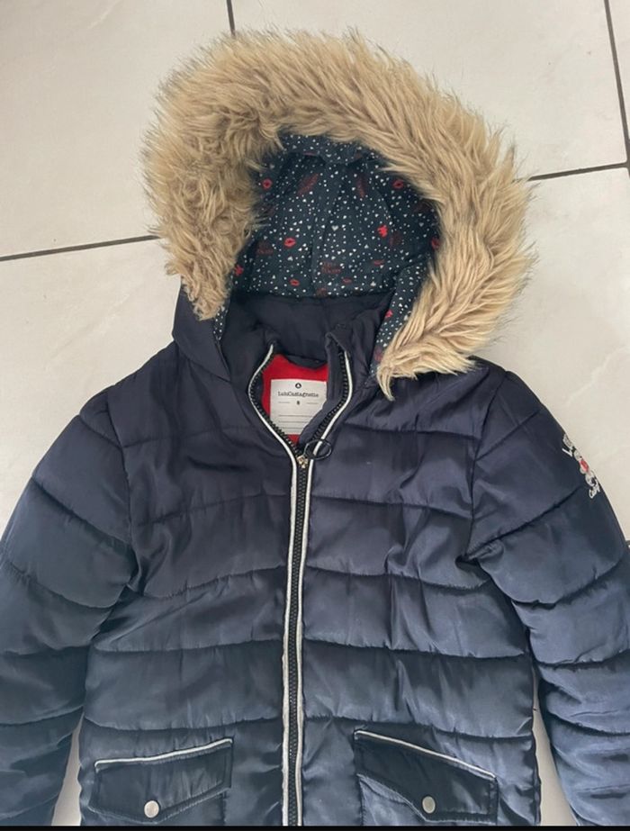 Beau manteau doudoune chaud T 8 ans Lulu Castagnette bleu marine Très bon état - photo numéro 6