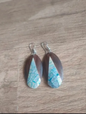 Boucles d'oreilles pendantes bi matière
