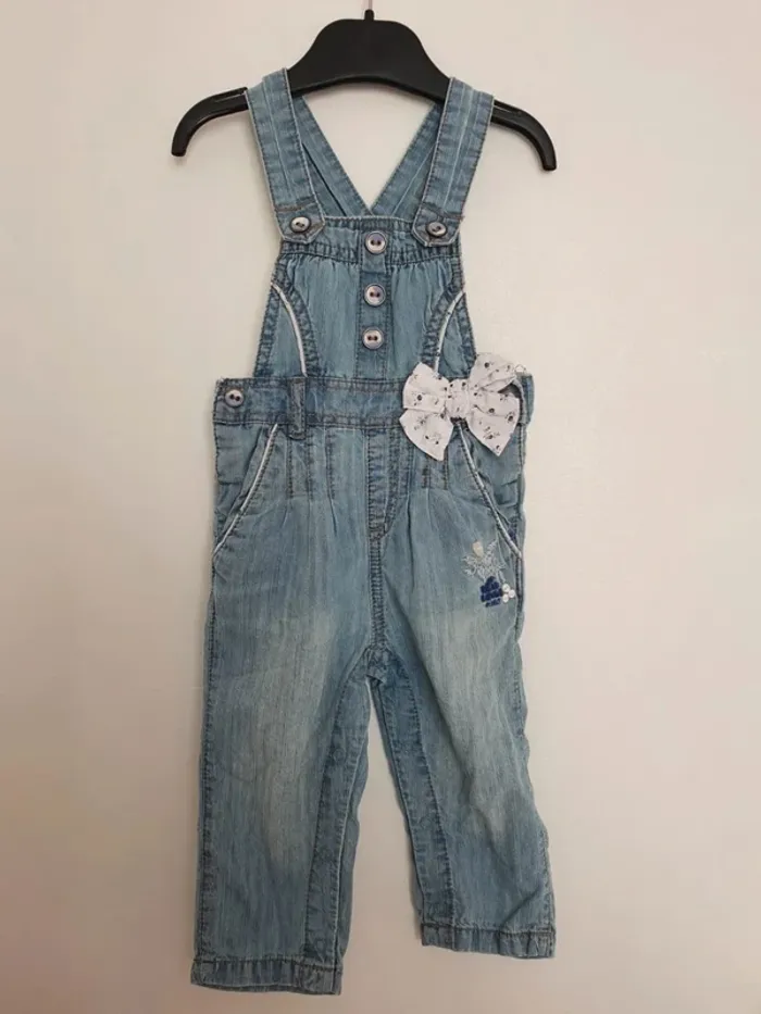 Salopette pantalon jeans sergent major taille 6 mois - photo numéro 2