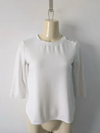 T-shirt blanc manches 3/4 - Caroll - taille XS