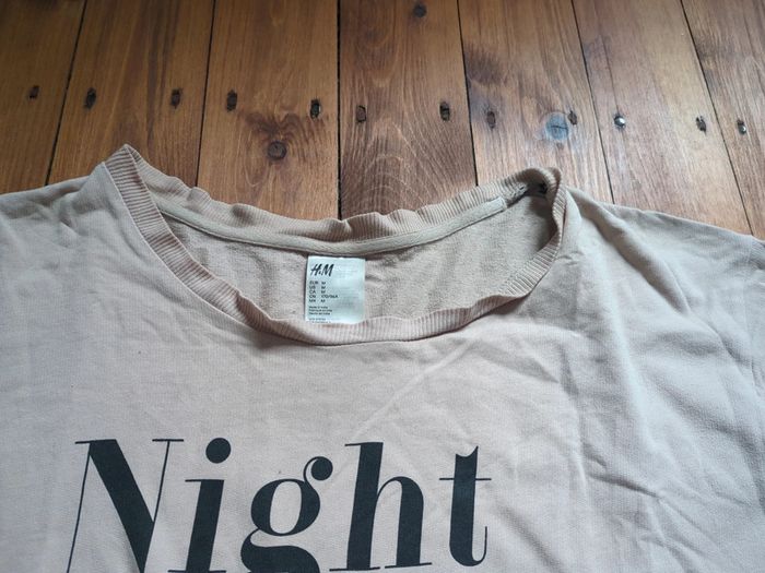 Haut de pyjama oversize M rose texte - photo numéro 2