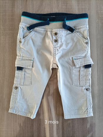 Pantalon gris retroussable Gémo 3 mois