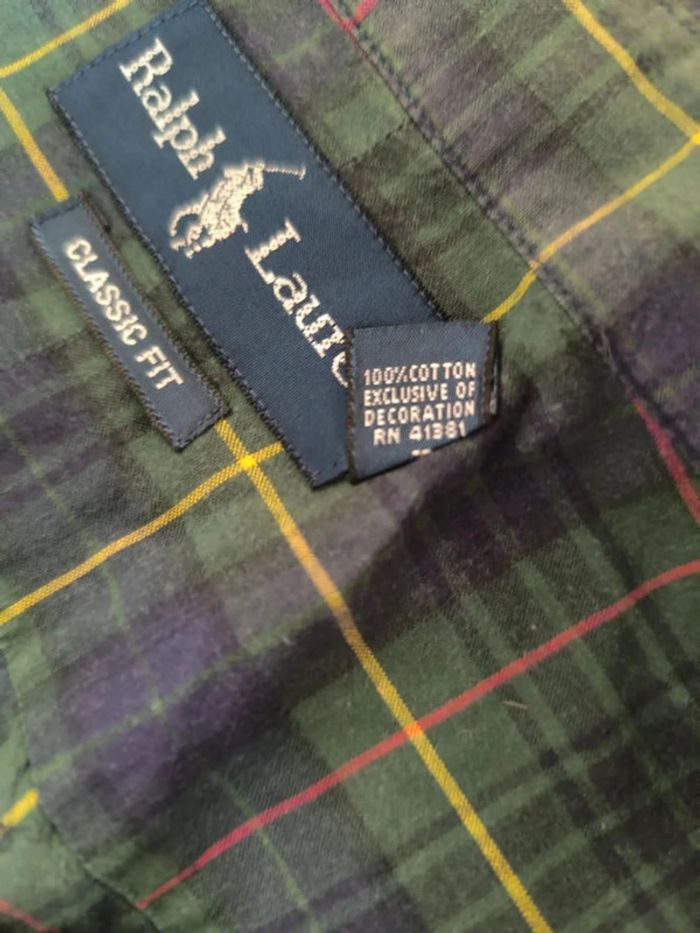 Chemisette à carreaux - Ralph Lauren - Classic Fit - Logo brodé rouge - Vert, bleu - Taille XXXL - photo numéro 8