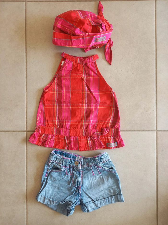 Blouse + fichu rouge La Cie des Petits Fille 12 mois