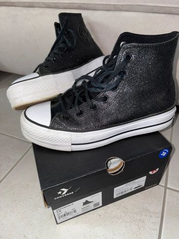 Converse plate-forme noire pailletées