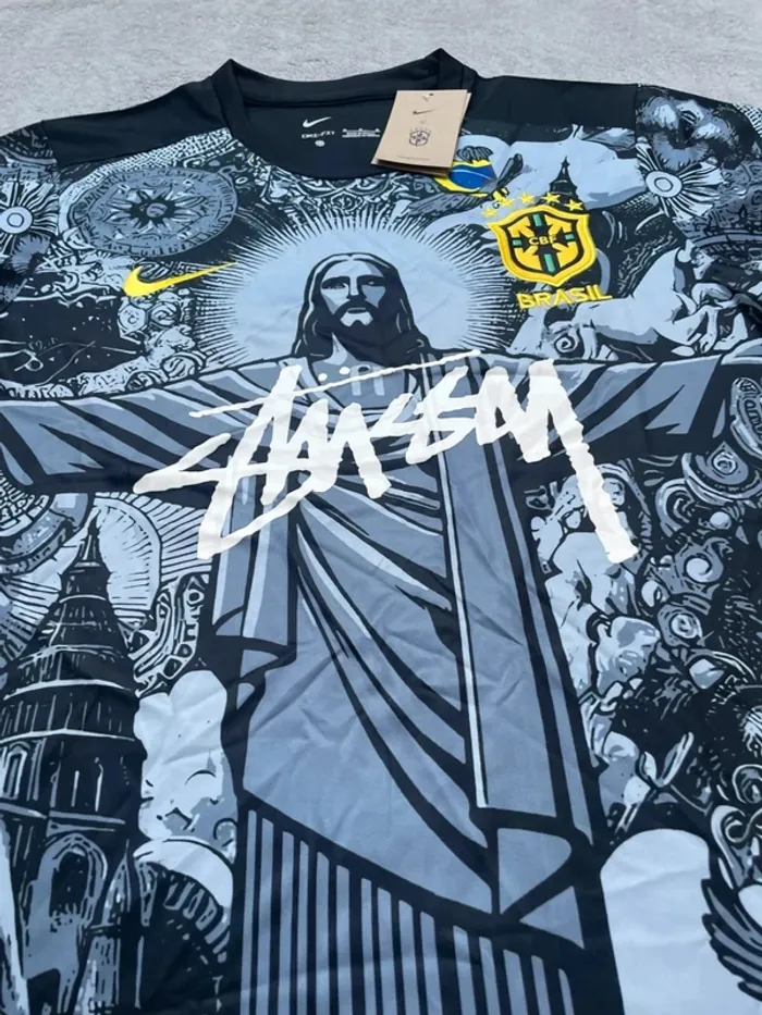 Maillot concept foot Brésil noir édition Rio Christ Rédempteur taille M - photo numéro 4