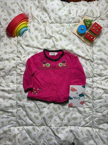gilet léger rose à motifs 9 mois la compagnie des petits