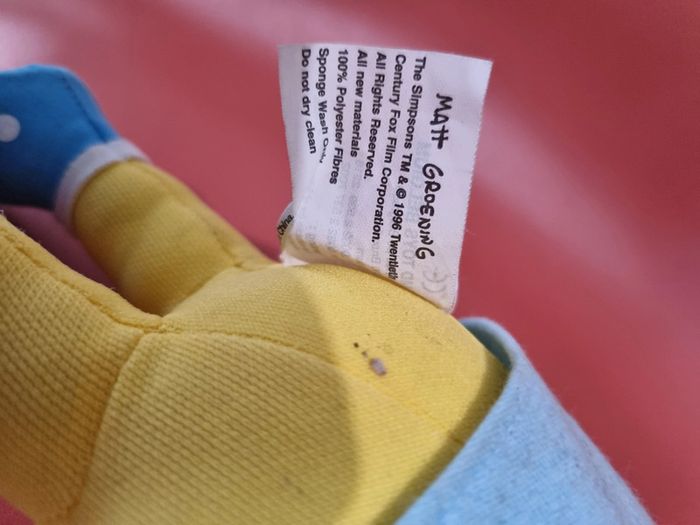 Peluche Bart Simpsons avec t shirt Krusty 1996 Matt Groening - photo numéro 3