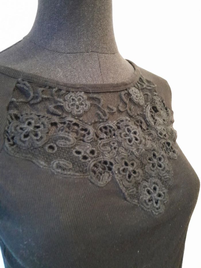 Top manches longues noir broderie transparence Superdry taille xs - photo numéro 4