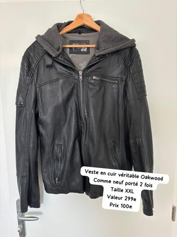 Veste perfecto en cuir véritable Oakwood 